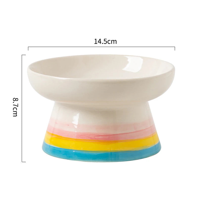Cat Elevated Ceramic Bowl Pet Food Water Snack Bowls Small Dogs - PeticaDeals