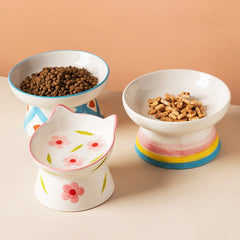 Cat Elevated Ceramic Bowl Pet Food Water Snack Bowls Small Dogs - PeticaDeals