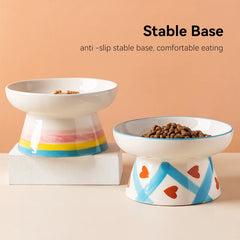 Cat Elevated Ceramic Bowl Pet Food Water Snack Bowls Small Dogs - PeticaDeals