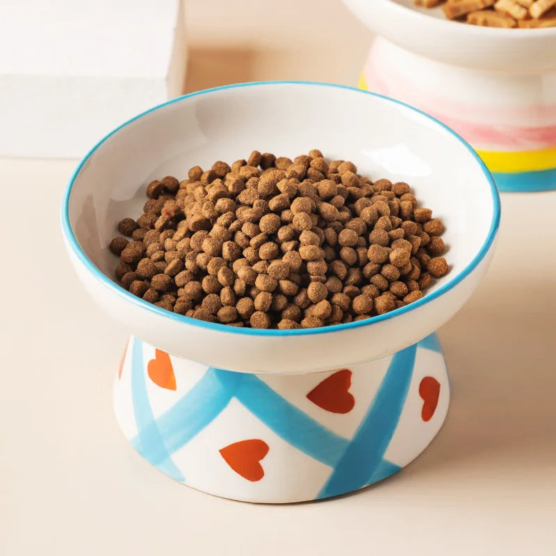 Cat Elevated Ceramic Bowl Pet Food Water Snack Bowls Small Dogs - PeticaDeals