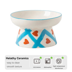 Cat Elevated Ceramic Bowl Pet Food Water Snack Bowls Small Dogs - PeticaDeals