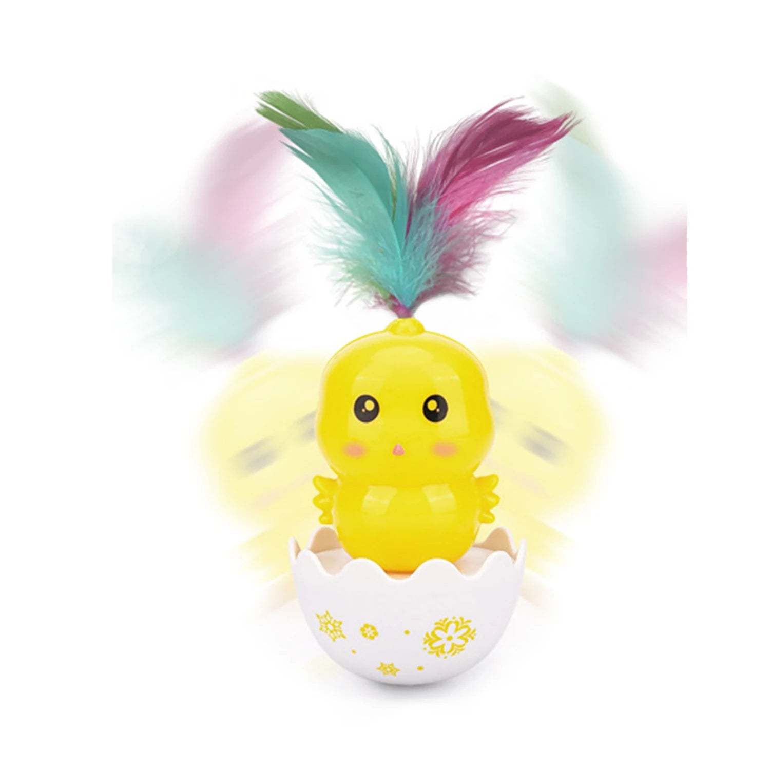 Cat Interactive Toy Colorful Feather Tumbler Cat Teaser Cat self-entertainment Scratching Ball Rocker Rotating Ball - PeticaDeals