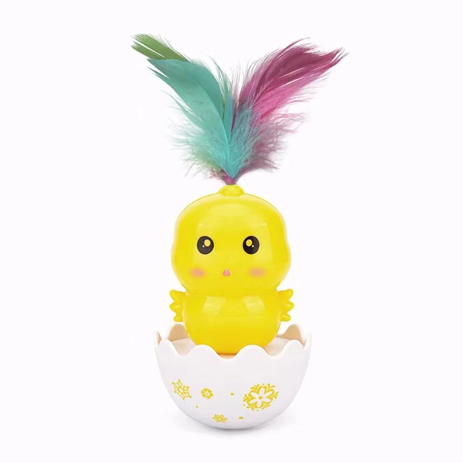 Cat Interactive Toy Colorful Feather Tumbler Cat Teaser Cat self-entertainment Scratching Ball Rocker Rotating Ball - PeticaDeals