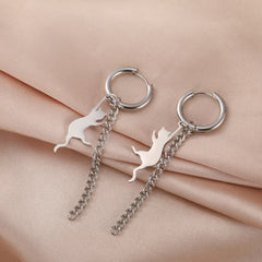 Cat Kitten Dangle Earrings for Girls Stainless Steel Cute Animal Earrings - PeticaDeals