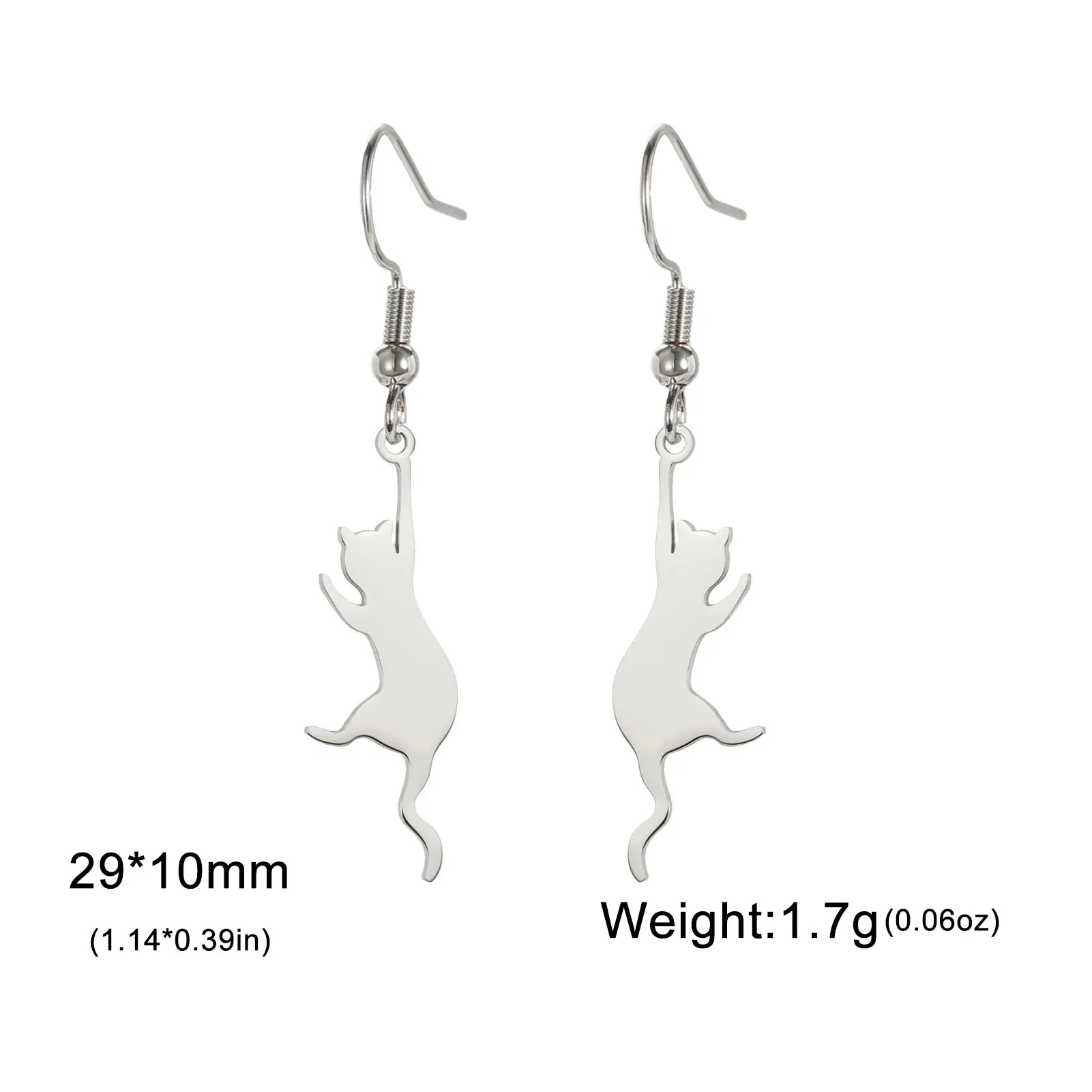 Cat Kitten Dangle Earrings for Girls Stainless Steel Cute Animal Earrings - PeticaDeals