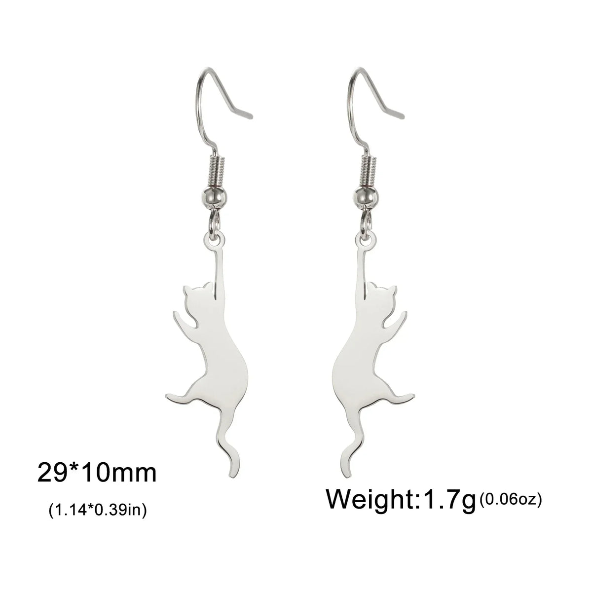 Cat Kitten Dangle Earrings for Girls Stainless Steel Cute Animal Earrings - PeticaDeals