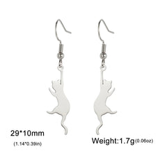 Cat Kitten Dangle Earrings for Girls Stainless Steel Cute Animal Earrings - PeticaDeals