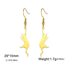 Cat Kitten Dangle Earrings for Girls Stainless Steel Cute Animal Earrings - PeticaDeals