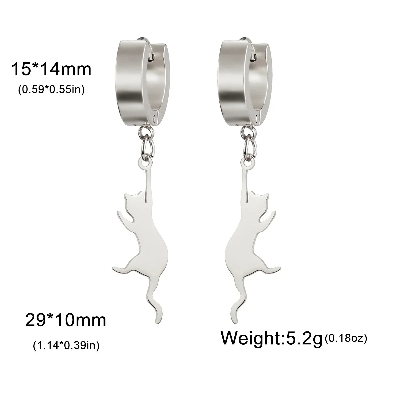 Cat Kitten Dangle Earrings for Girls Stainless Steel Cute Animal Earrings - PeticaDeals
