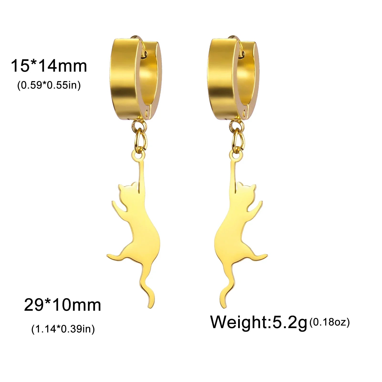 Cat Kitten Dangle Earrings for Girls Stainless Steel Cute Animal Earrings - PeticaDeals