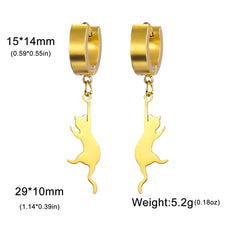 Cat Kitten Dangle Earrings for Girls Stainless Steel Cute Animal Earrings - PeticaDeals