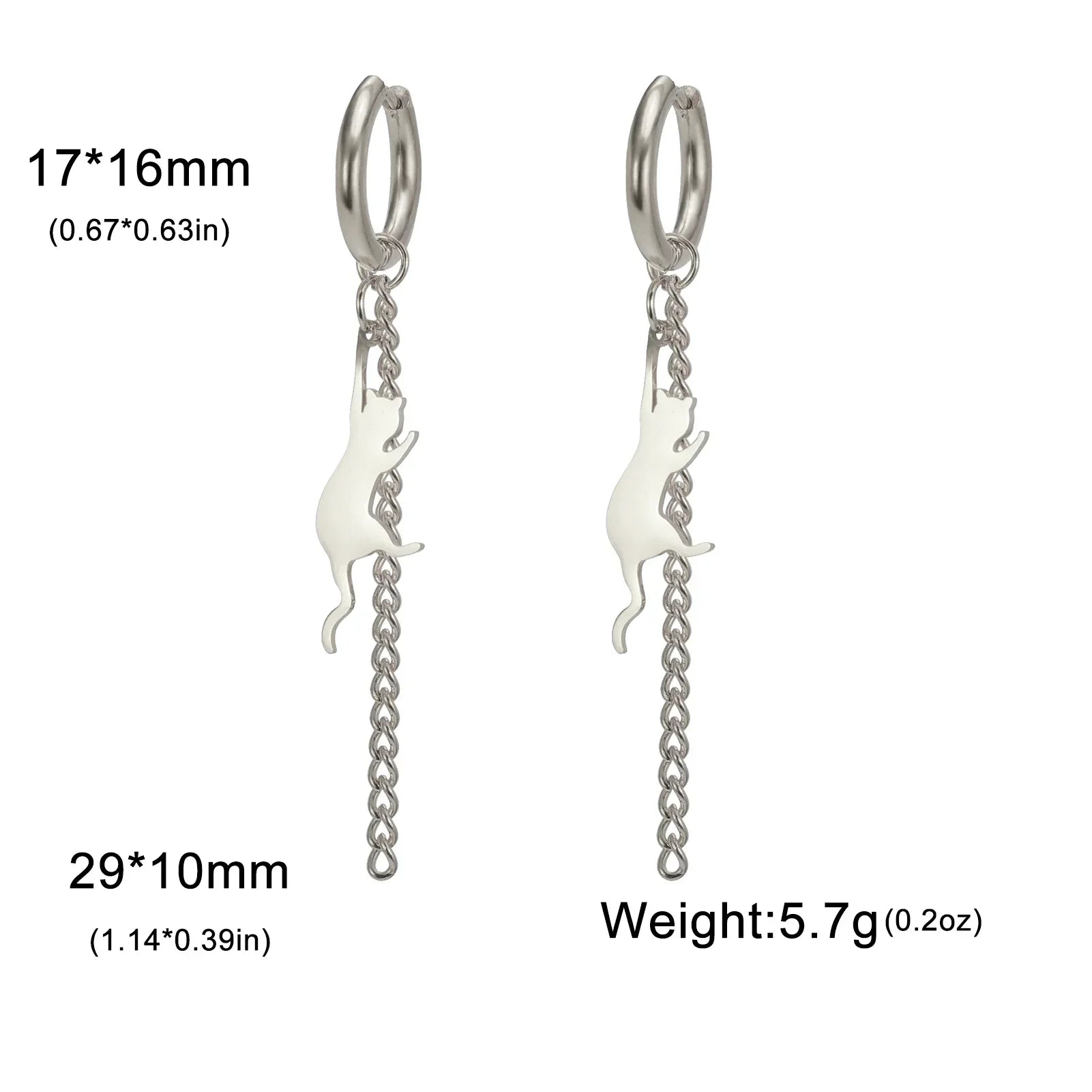 Cat Kitten Dangle Earrings for Girls Stainless Steel Cute Animal Earrings - PeticaDeals