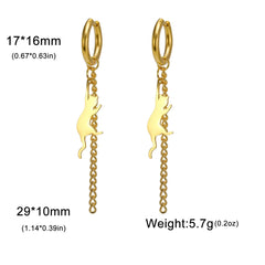 Cat Kitten Dangle Earrings for Girls Stainless Steel Cute Animal Earrings - PeticaDeals