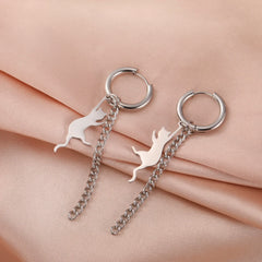 Cat Kitten Dangle Earrings for Girls Stainless Steel Cute Animal Earrings - PeticaDeals