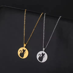 Cat Kitten Heart Paw Pendant Necklaces for Women Animal Jewelry Stainless Steel Neck Chain Necklace - PeticaDeals