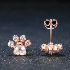 Cat Paw 925 Sterling Silver Earrings For Women Rose Quartz Stud Earring Gemstone Stud Earrings Fine - PeticaDeals