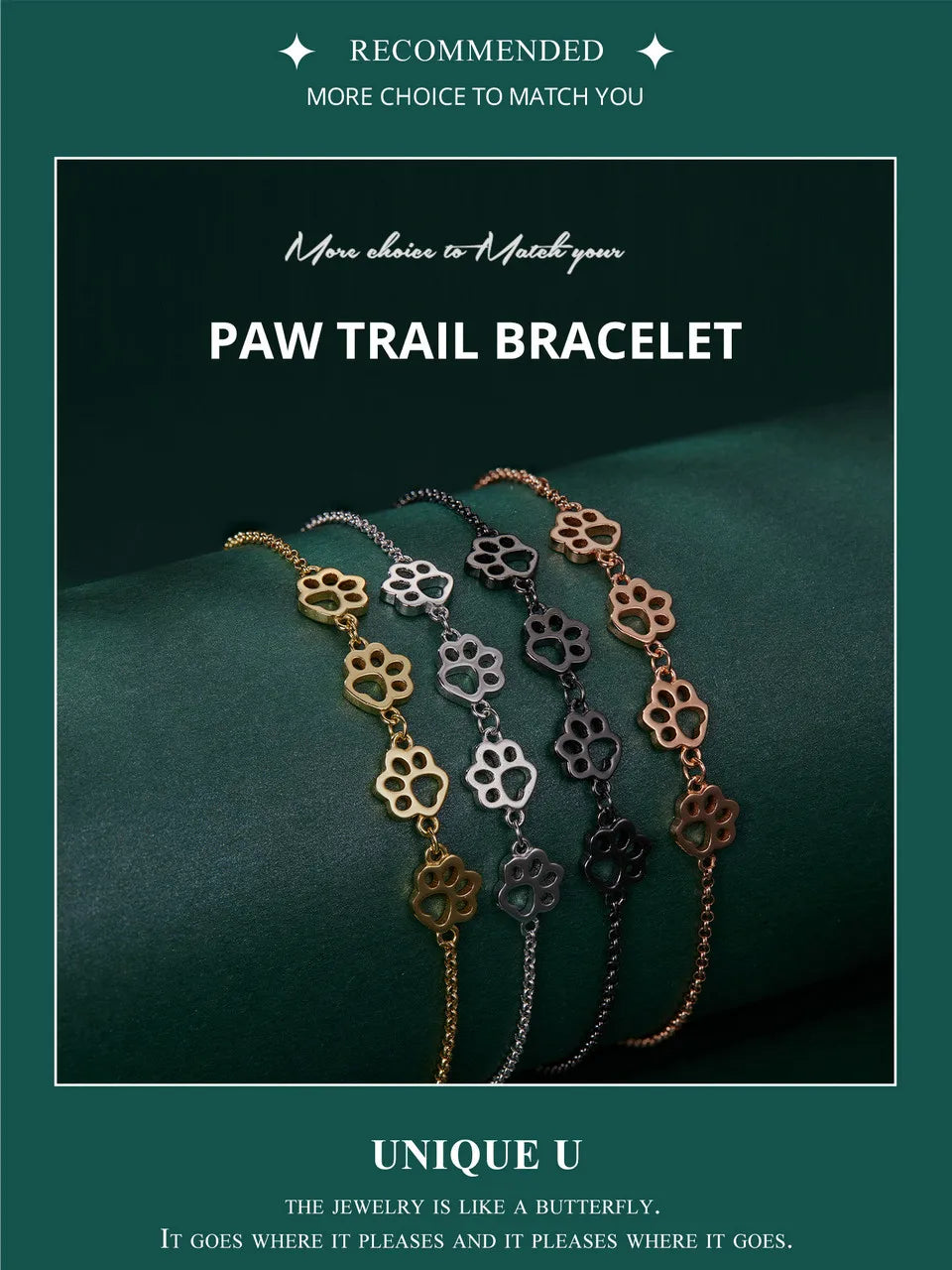 Cat Paw Adjustable Chain Bracelet for Women - PeticaDeals