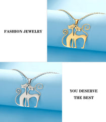 Cat Pendant Necklace Stainless Steel Cute Animal Chain Necklace for Women Fashion Choker Jewelry - PeticaDeals