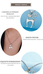 Cat Pendant Necklace Stainless Steel Cute Animal Chain Necklace for Women Fashion Choker Jewelry - PeticaDeals