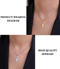 Cat Pendant Necklace Stainless Steel Cute Animal Chain Necklace for Women Fashion Choker Jewelry - PeticaDeals