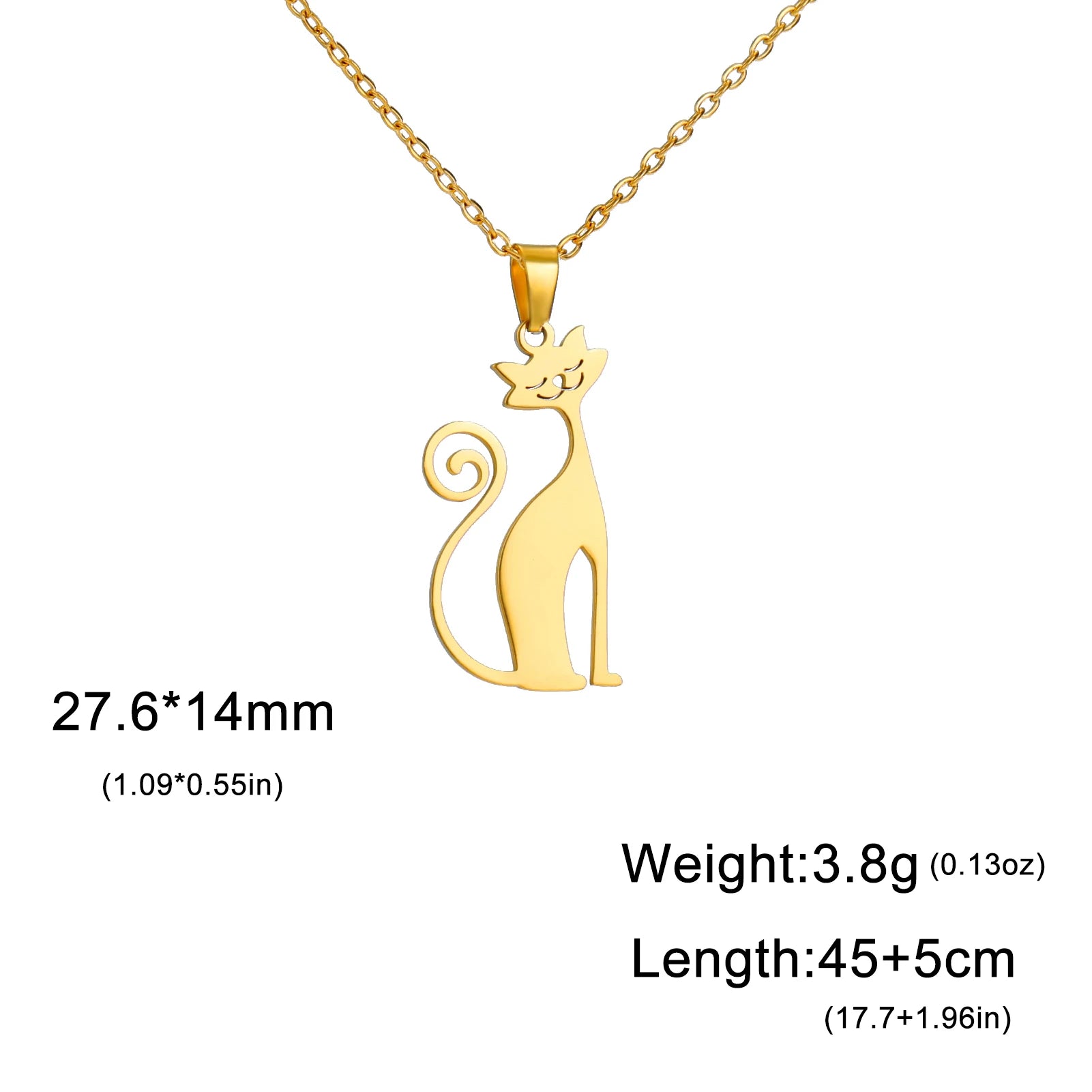 Cat Pendant Necklace Stainless Steel Cute Animal Chain Necklace for Women Fashion Choker Jewelry - PeticaDeals