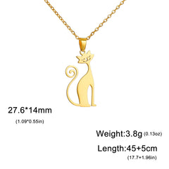 Cat Pendant Necklace Stainless Steel Cute Animal Chain Necklace for Women Fashion Choker Jewelry - PeticaDeals