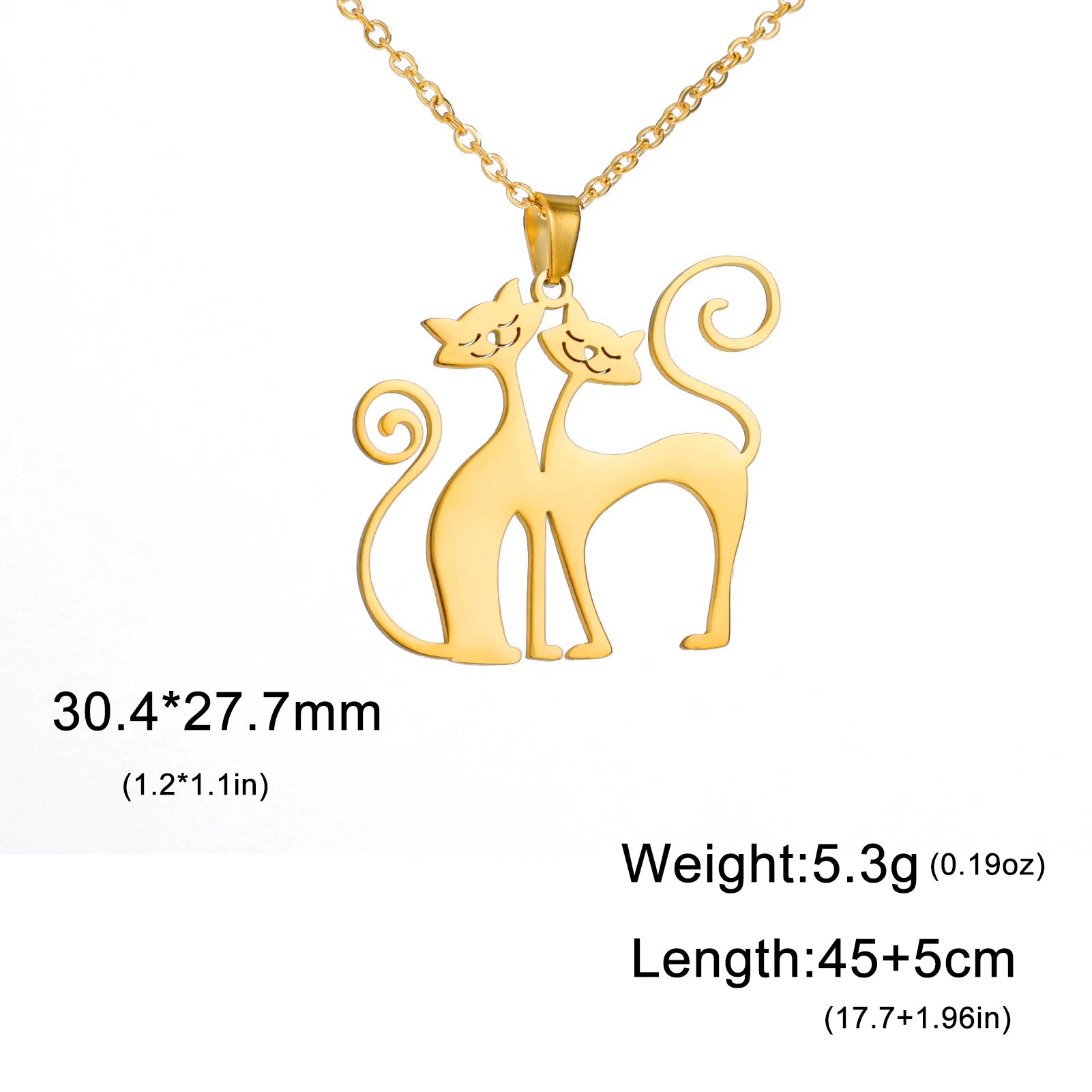 Cat Pendant Necklace Stainless Steel Cute Animal Chain Necklace for Women Fashion Choker Jewelry - PeticaDeals