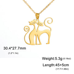 Cat Pendant Necklace Stainless Steel Cute Animal Chain Necklace for Women Fashion Choker Jewelry - PeticaDeals
