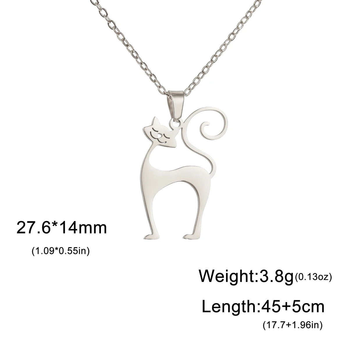 Cat Pendant Necklace Stainless Steel Cute Animal Chain Necklace for Women Fashion Choker Jewelry - PeticaDeals