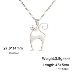 Cat Pendant Necklace Stainless Steel Cute Animal Chain Necklace for Women Fashion Choker Jewelry - PeticaDeals