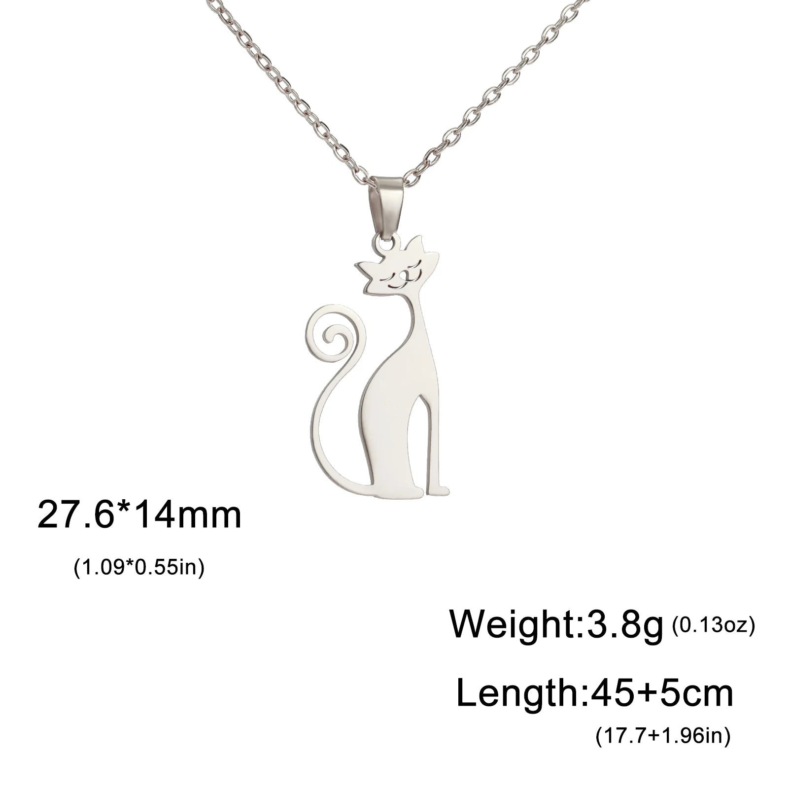 Cat Pendant Necklace Stainless Steel Cute Animal Chain Necklace for Women Fashion Choker Jewelry - PeticaDeals