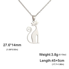 Cat Pendant Necklace Stainless Steel Cute Animal Chain Necklace for Women Fashion Choker Jewelry - PeticaDeals