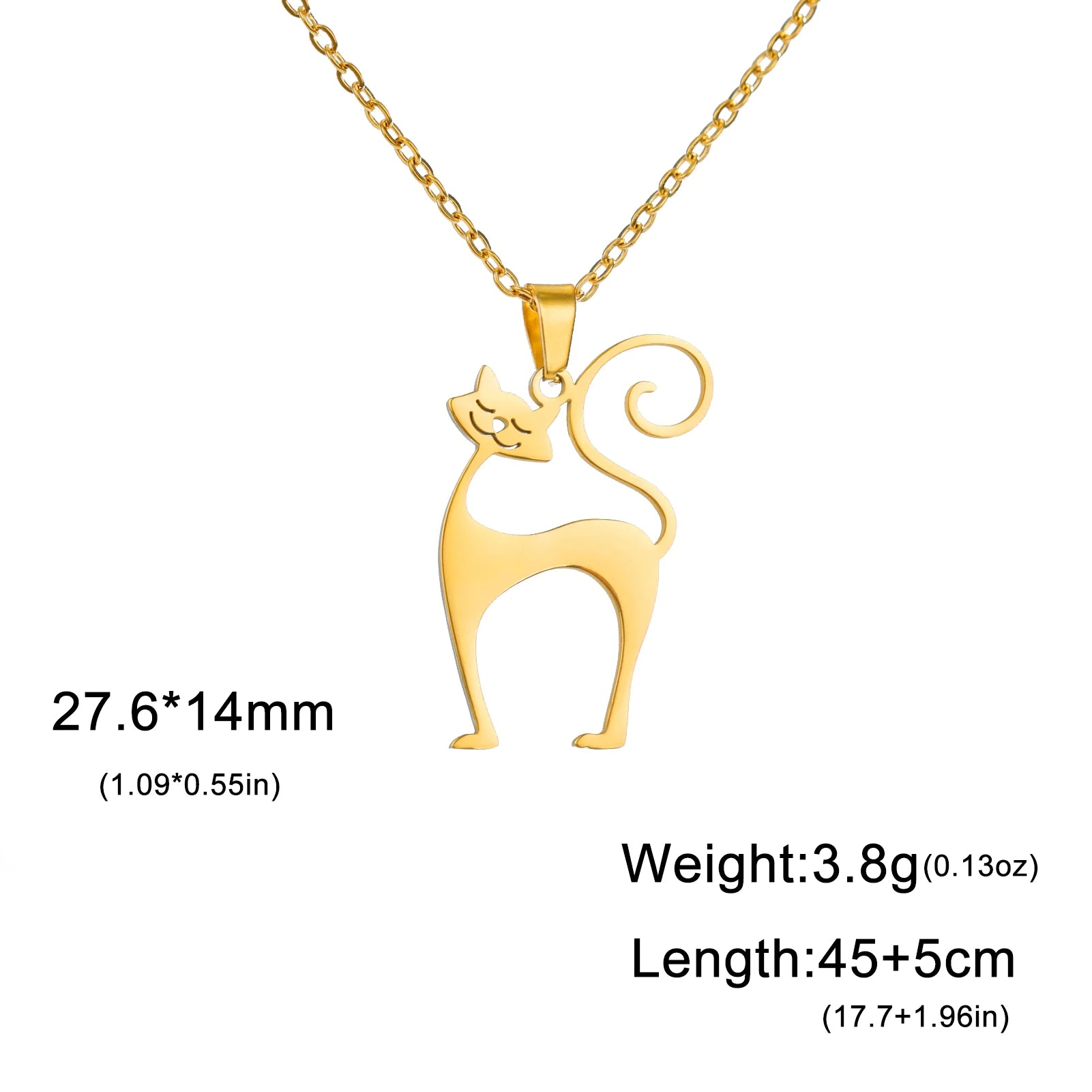 Cat Pendant Necklace Stainless Steel Cute Animal Chain Necklace for Women Fashion Choker Jewelry - PeticaDeals