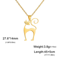 Cat Pendant Necklace Stainless Steel Cute Animal Chain Necklace for Women Fashion Choker Jewelry - PeticaDeals