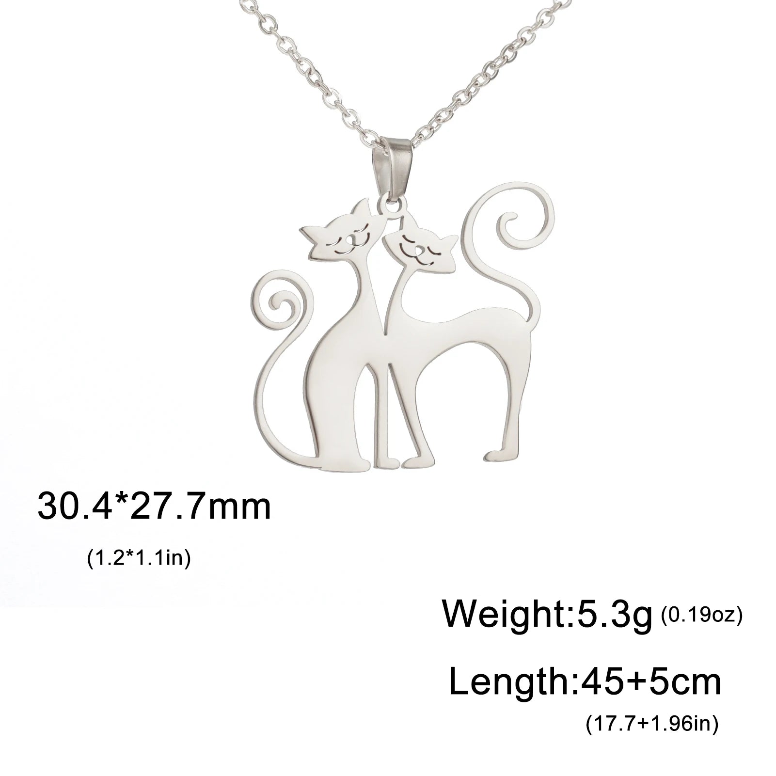 Cat Pendant Necklace Stainless Steel Cute Animal Chain Necklace for Women Fashion Choker Jewelry - PeticaDeals