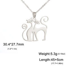 Cat Pendant Necklace Stainless Steel Cute Animal Chain Necklace for Women Fashion Choker Jewelry - PeticaDeals