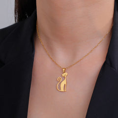 Cat Pendant Necklace Stainless Steel Cute Animal Chain Necklace for Women Fashion Choker Jewelry - PeticaDeals