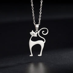 Cat Pendant Necklace Stainless Steel Cute Animal Chain Necklace for Women Fashion Choker Jewelry - PeticaDeals