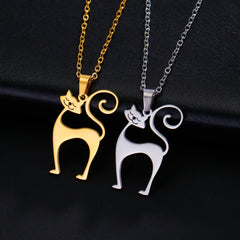 Cat Pendant Necklace Stainless Steel Cute Animal Chain Necklace for Women Fashion Choker Jewelry - PeticaDeals