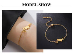Cat Playing Ball of Yarn Bracelets for Women Stainless Steel Animal Cute Kitten Charm Bracelet - PeticaDeals