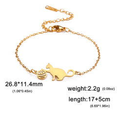 Cat Playing Ball of Yarn Bracelets for Women Stainless Steel Animal Cute Kitten Charm Bracelet - PeticaDeals
