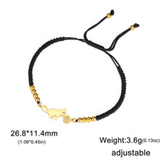 Cat Playing Ball of Yarn Bracelets for Women Stainless Steel Animal Cute Kitten Charm Bracelet - PeticaDeals