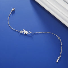 Cat Playing Ball of Yarn Bracelets for Women Stainless Steel Animal Cute Kitten Charm Bracelet - PeticaDeals