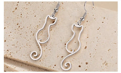 Cat Silhouette Drop Earrings for Women Stainless Steel Cute Cat Hollow Geometric Dangle Earrings Jewelry - PeticaDeals