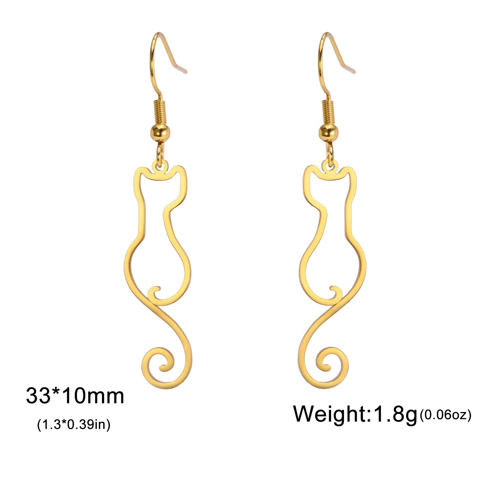 Cat Silhouette Drop Earrings for Women Stainless Steel Cute Cat Hollow Geometric Dangle Earrings Jewelry - PeticaDeals