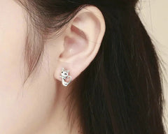Cat Sterling Silver Sticky Cat Animal Small Stud Earrings for Women - PeticaDeals