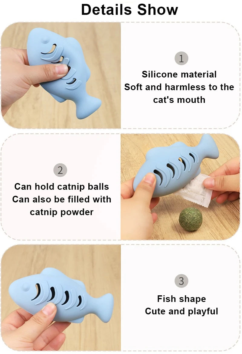 Cat Toy Interactive Silicone Fish Pet Toys For Kitten Teeth Cleaning - PeticaDeals