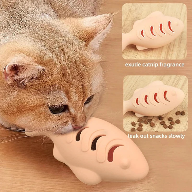 Cat Toy Interactive Silicone Fish Pet Toys For Kitten Teeth Cleaning - PeticaDeals