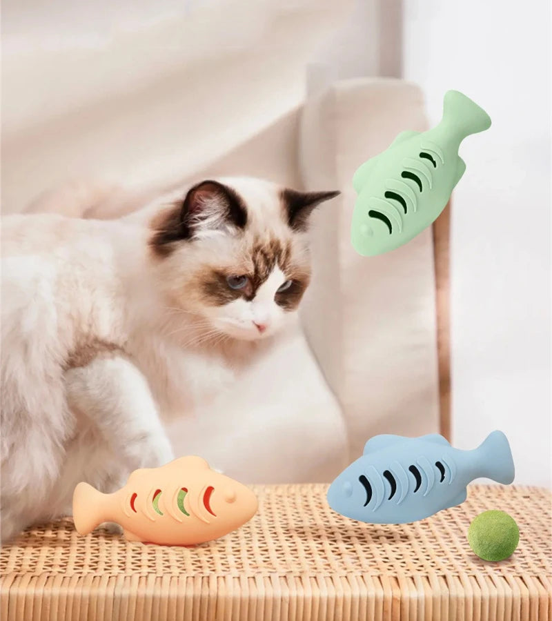 Cat Toy Interactive Silicone Fish Pet Toys For Kitten Teeth Cleaning - PeticaDeals