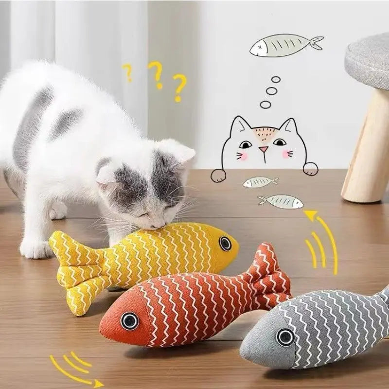 Cat Toys Linen Fish Pillows Self-hi Cat Mint Doll - PeticaDeals